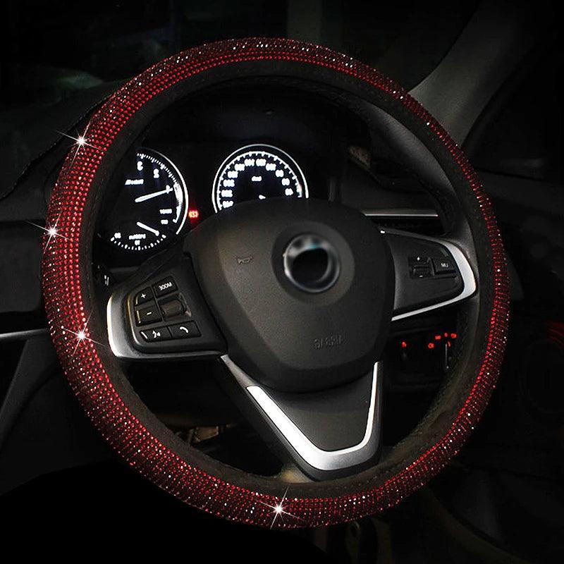 38cm Rhinestone Steering Wheel Cover O-Type Diamond Bling M Size