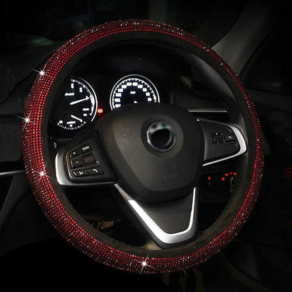 38cm Rhinestone Steering Wheel Cover O-Type Diamond Bling M Size