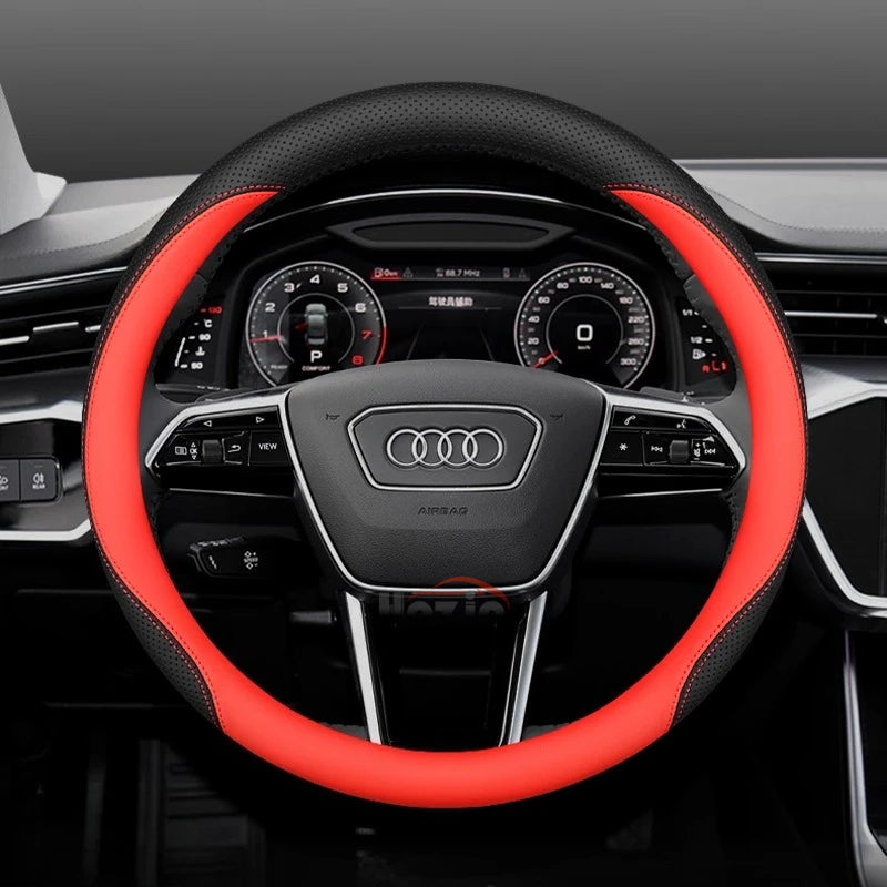 Leather Car Steering Wheel Cover for New Audi A3 8y Q7 q5 A5 B10 A1 rs3 s3 Sq5 Q8 Q4 Q3 A6 Etron 2025 Interior Accessories
