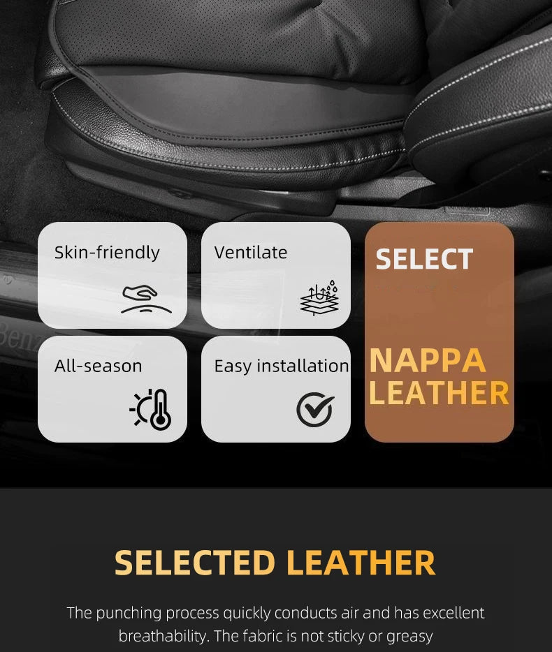 Leather Car Seat Cover Universal Four Seasons Car Front/Rear Seat Cushion for Audi Q3 Q7 Q8 TT Chair Protector Pad Accessories