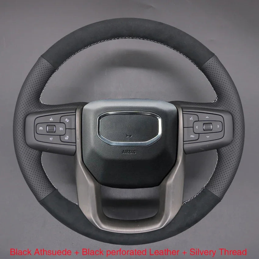 GMC Hand-Stitched Steering Wheel Cover - Round Shape / Suede Leather