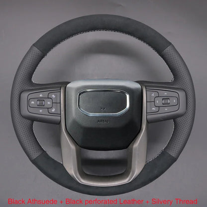 GMC Hand-Stitched Steering Wheel Cover - Round Shape / Suede Leather
