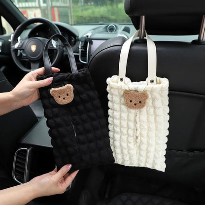 Cartoon Bear Car Tissue Box Holder - Headrest Mount Organizer