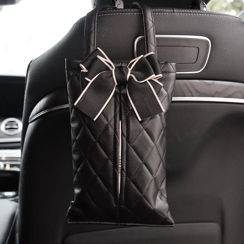 Leather Car Tissue Box Holder - Cute Panda Design Headrest Mount