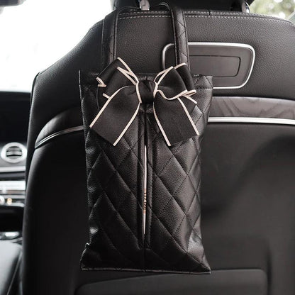 Leather Car Tissue Box Holder - Cute Panda Design Headrest Mount