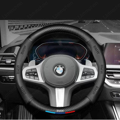 BMW 3D Carbon Fiber Leather Steering Wheel Cover | For G20 G30 G38 X1–X7 Series E90 E92 E93 320 3/5/7 Series - 