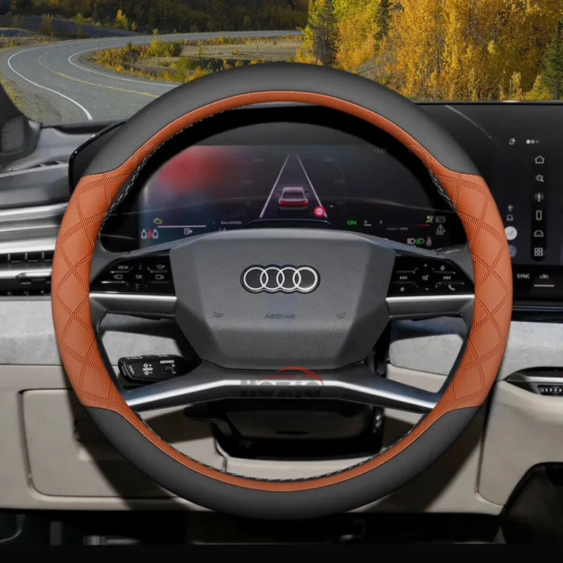 Leather Car Steering Wheel Cover for Audi Q3 Q5 A3 A5 RS3 Q7 A6 SQ5 S3 A5L 2025 2026 Accessories