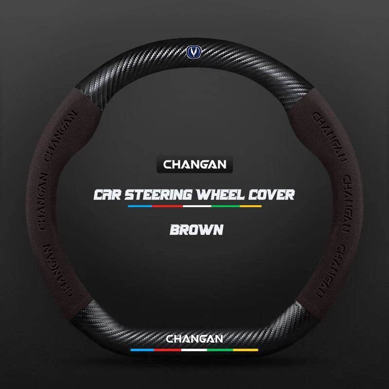 Changan Leather Steering Wheel Cover for CS35 Plus CS85 CS75 CS95 CS15 Eado Raeton - black