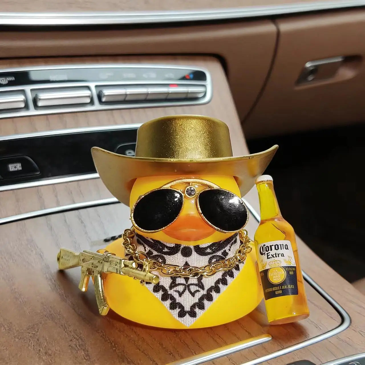 Cowboy Rubber Duck Car Ornament - Gold Hat AK