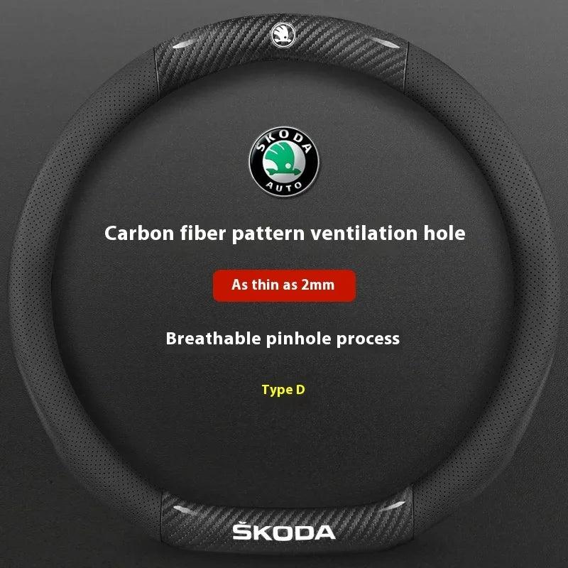 Skoda Kodiaq Octavia Superb Carbon Fiber Steering Wheel Cover - D Carbon Ventilate