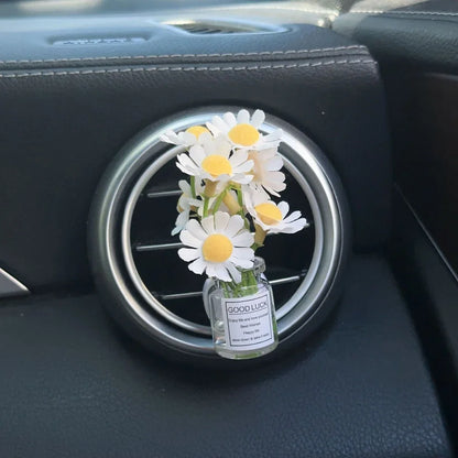 Car Air Vent Flower Clip Ornament – Glass Vase with Babysbreath & Jasmine