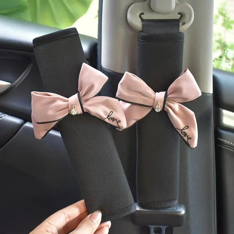 Bowknot Car Seat Belt Cover 2pcs - Shoulder Strap Cushion Pads