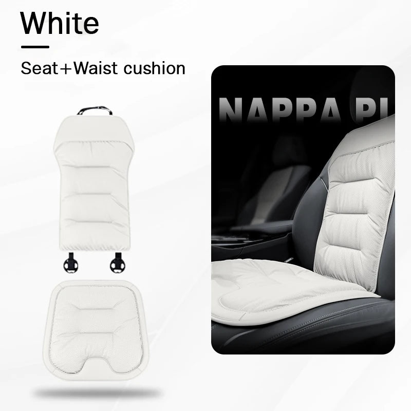 Universal PU Leather Car Seat Cover – Waist Support Cushion, Four Seasons Protector - 1PC Brown Seat
