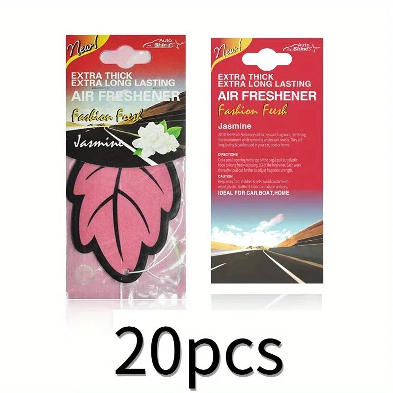 Leaf Shape Hanging Car Air Freshener - 20Pcs-Jasmine