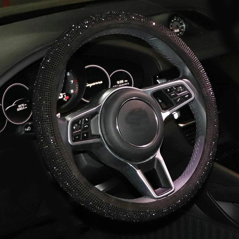 38cm Rhinestone Steering Wheel Cover O-Type Diamond Bling M Size
