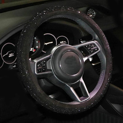 38cm Rhinestone Steering Wheel Cover O-Type Diamond Bling M Size