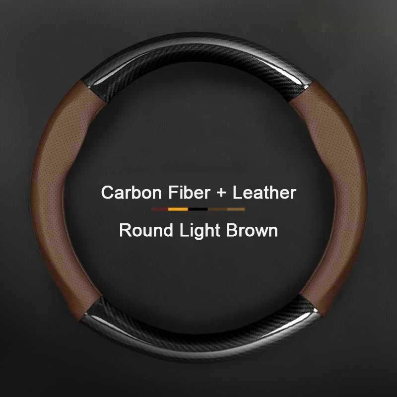 Porsche Carbon Fibre Steering Wheel Cover - Round Shape / Light Brown