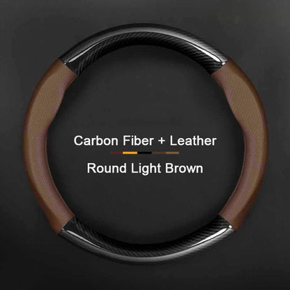Porsche Carbon Fibre Steering Wheel Cover - Round Shape / Light Brown