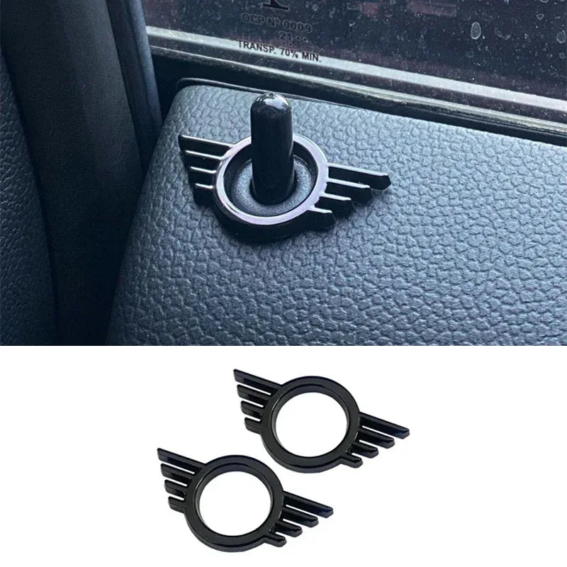 For MINI ONE Cooper S JCW R55 R56 R61 F54 F55 F56 F57 F60 Countryman Car Door Button Decoration Sticker Modification Accessories - black