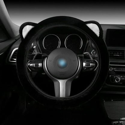 Plush Cat Ear Universal Steering Wheel Cover - Round Shape / E
