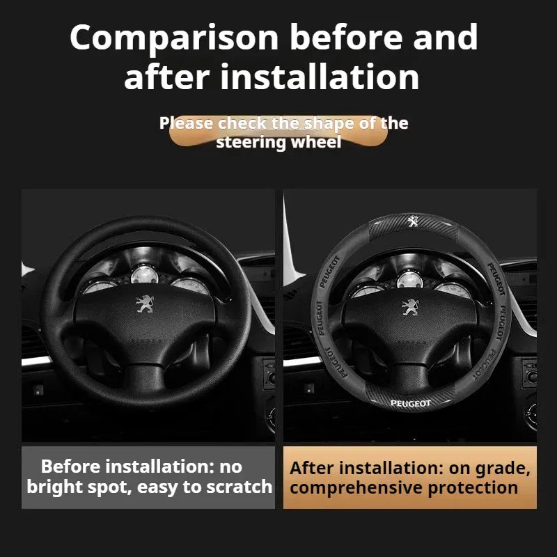 Peugeot Leather Steering Wheel Cover - D Type Black A