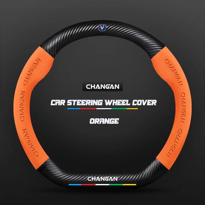 Changan Leather Steering Wheel Cover for CS35 Plus CS85 CS75 CS95 CS15 Eado Raeton - black