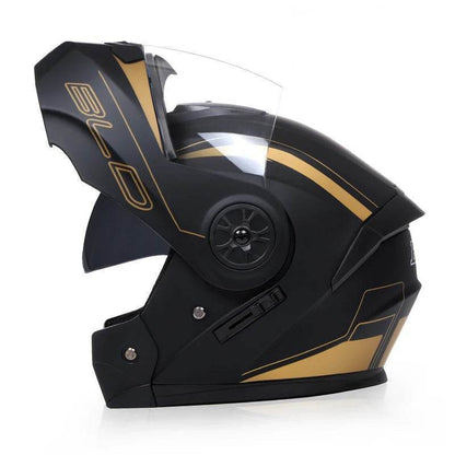 BLD Full Face Motorcycle Helmet – Dual Lens, Modular Flip-Up Casco for Men & Women - Matte black / M