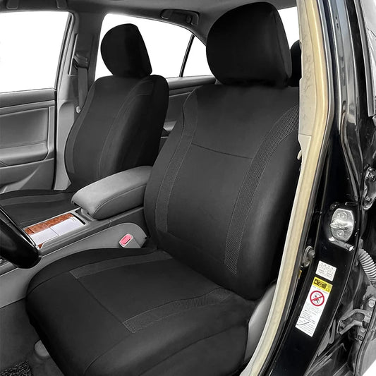 Car Seat Covers – Universal Breathable Air Mesh & Polyester Fabric - Black 2 front seat