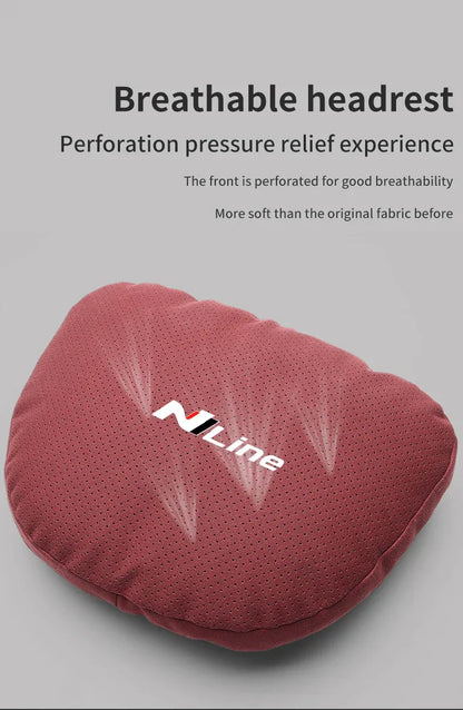 Hyundai N Line Soft Car Neck Headrest & Lumbar Support Pillow - Black Headrest