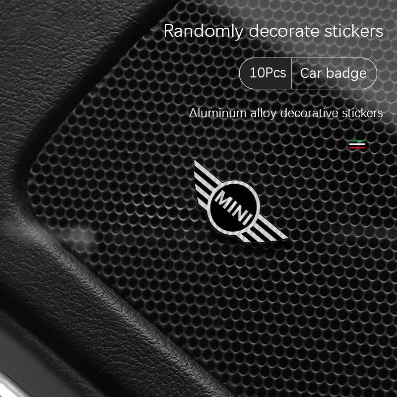5Pcs/10Pcs Mini Aluminum Car Decorative Stickers For MINI Cooper R56 F56 R50 JCW Cabrio Aceman Countryman Clubman WORKS Roadster - 5pcs MINI