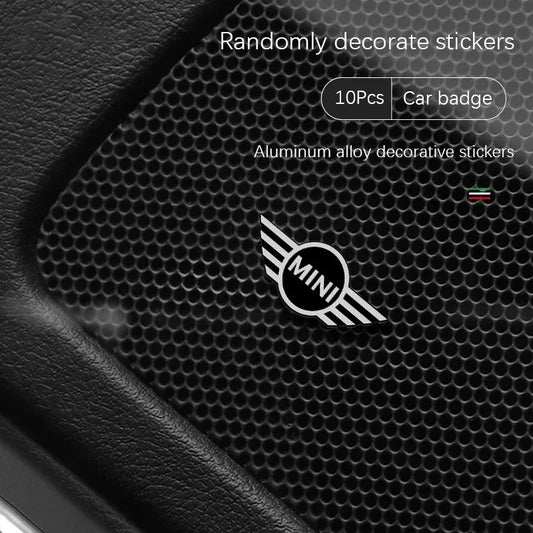 5Pcs/10Pcs Mini Aluminum Car Decorative Stickers For MINI Cooper R56 F56 R50 JCW Cabrio Aceman Countryman Clubman WORKS Roadster - 5pcs MINI