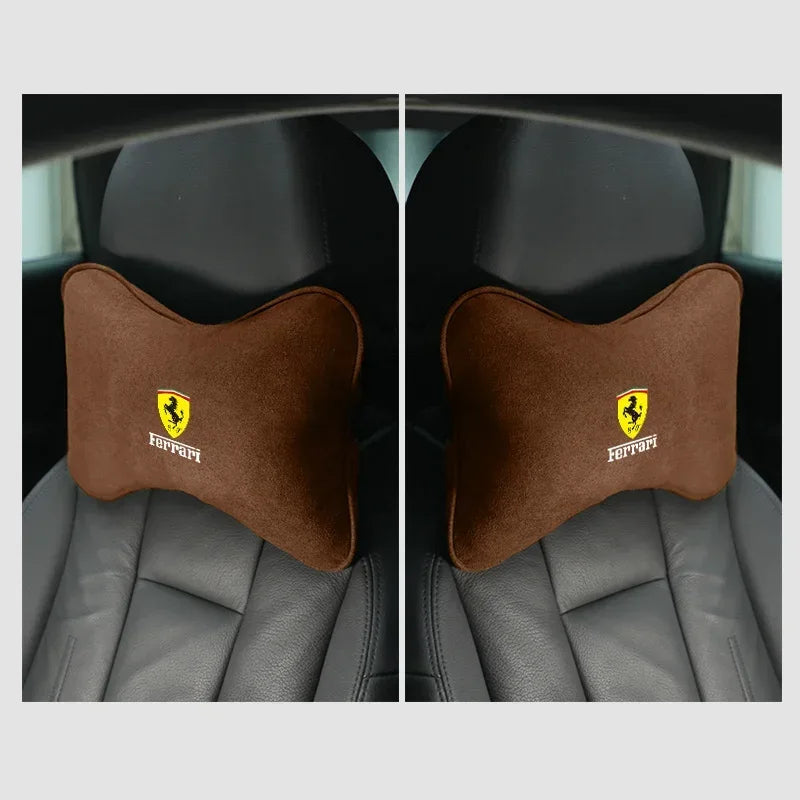 Ferrari Suede Neck Pillow - 2pc-Brown