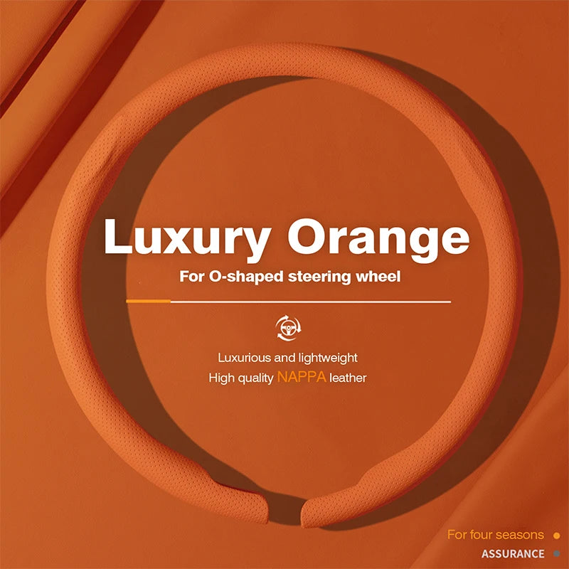 Genesis Nappa Leather Steering Wheel Cover - Round Shape / Luxury Orange