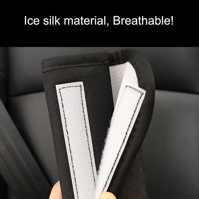 Ice Silk Car Seat Belt Cover Red Dot Bow Design Shoulder Pad Cushion