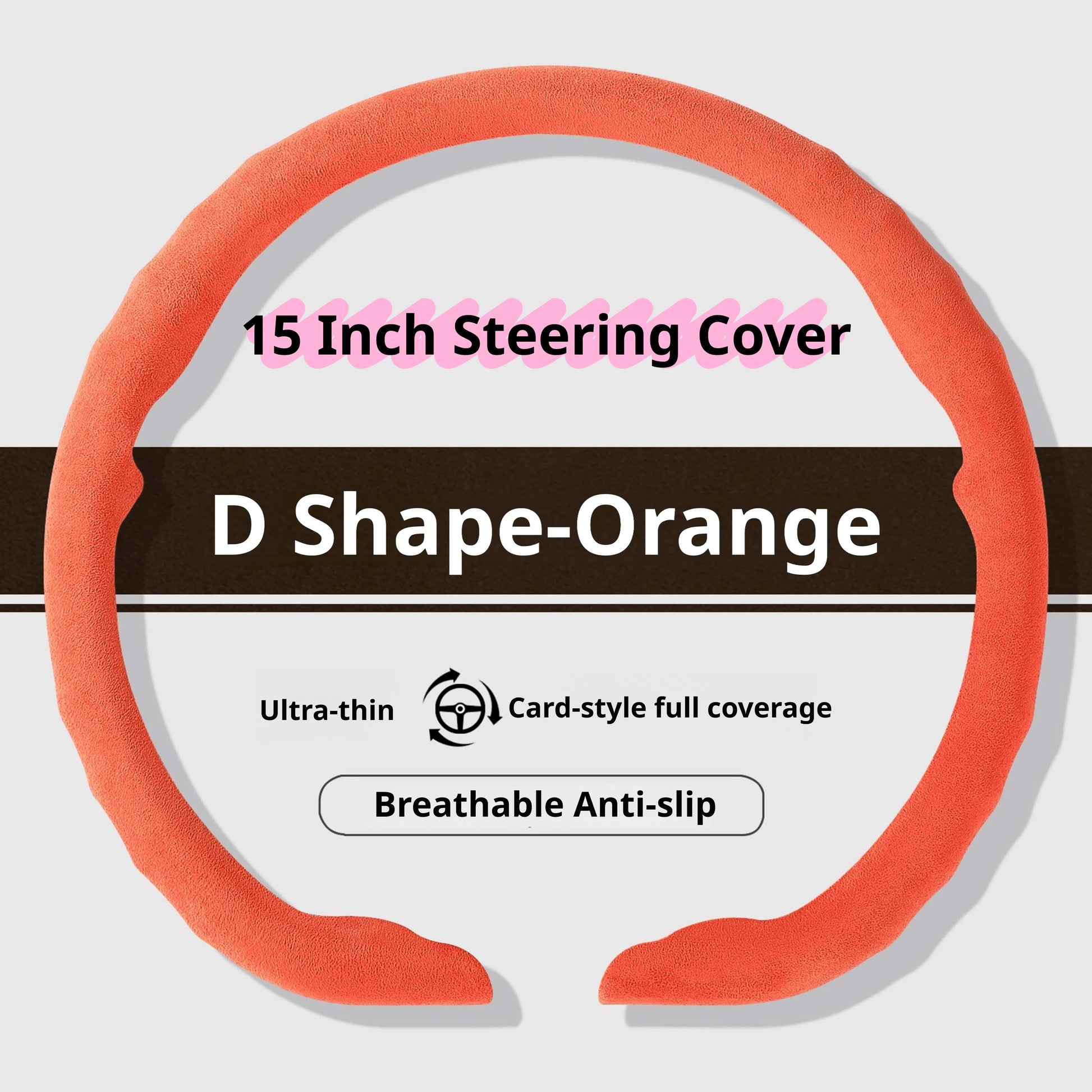 Genesis Ultrasuede Steering Wheel Cover - D Shape / Orange