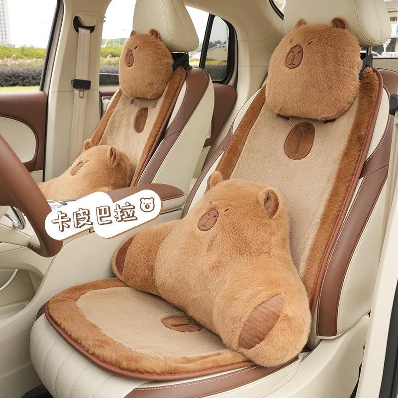 Capybara Car Neck Pillow - Cartoon Headrest Support Cushion Interior