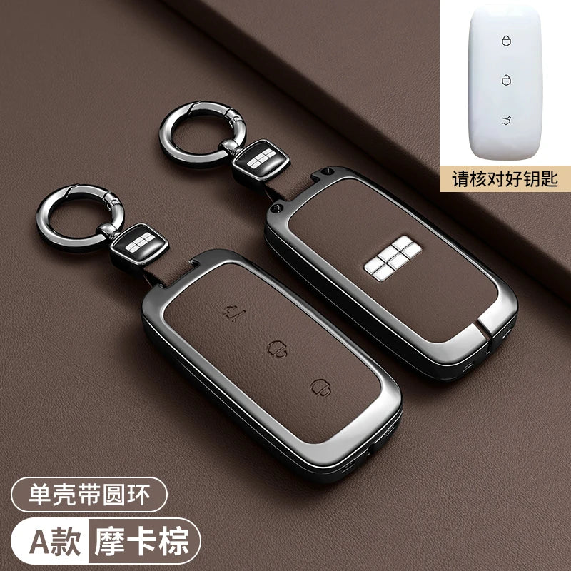 Zinc Alloy Leather Key Case Cover for Geely Galaxy EX5 Proton eM AS