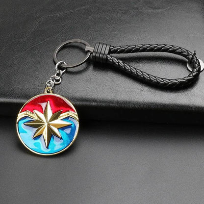 Marvel Avengers Deadpool Captain America Shield Keychain Rotate Relieve Anxiety Toy Keyring Car Bag Key Holder Accessories Gift - si shi