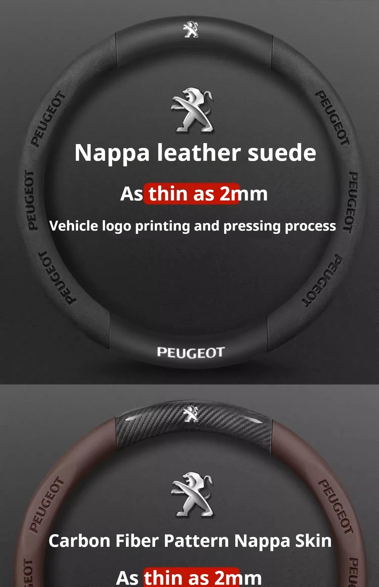 Peugeot Leather Steering Wheel Cover - D Type Black A