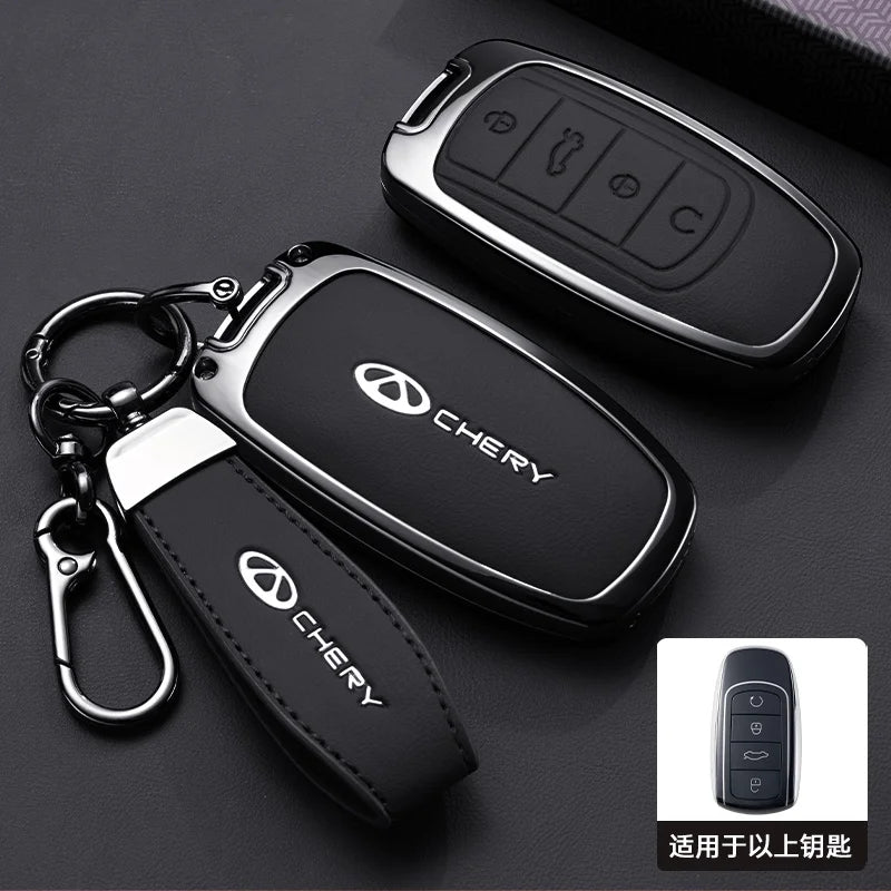 Chery Jaecoo Leather Key Case Holder with Chain - Tigo Omoda