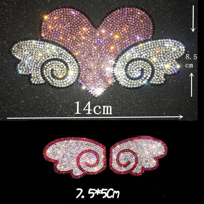 Diamond Bling Love Wings Car Decal Sticker - Scratch Cover Auto Body