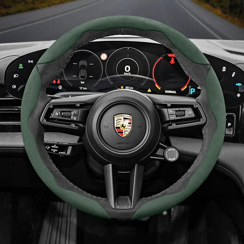 Porsche Suede Snap-On Steering Wheel Cover