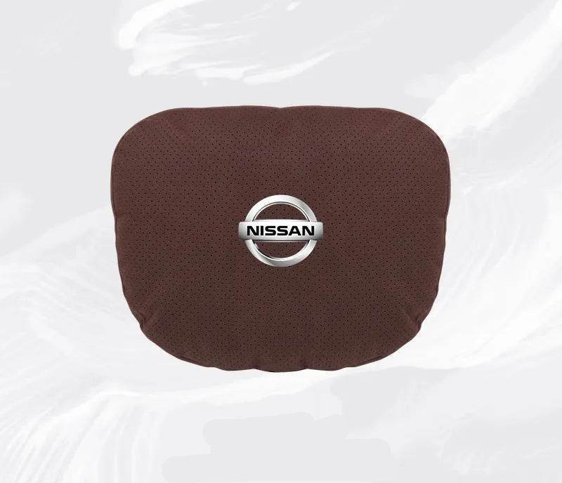 Nissan Car Neck & Lumbar Support Pillow for Sentra, Altima, X-Trail, Qashqai, Kicks & More - headrest 1pc white