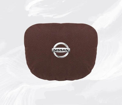 Nissan Car Neck & Lumbar Support Pillow for Sentra, Altima, X-Trail, Qashqai, Kicks & More - headrest 1pc white