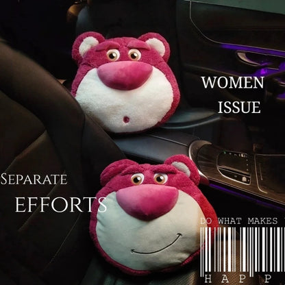 Strawberry Bear Car Headrest and Lumbar Pillow