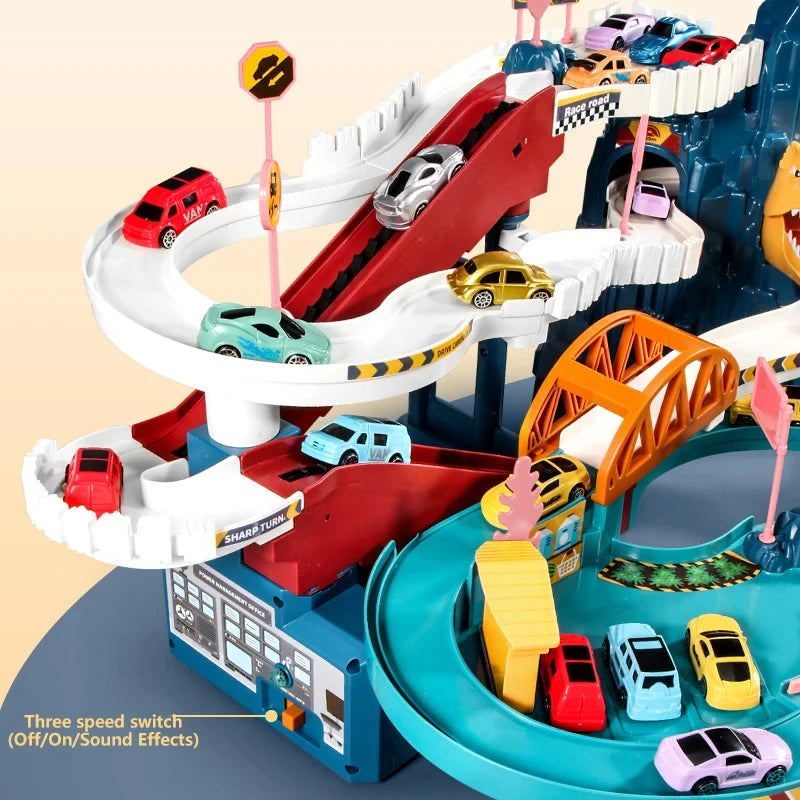 Lion Theme Car Track Playset – Kids Racing Toy with Diecast Cars - 