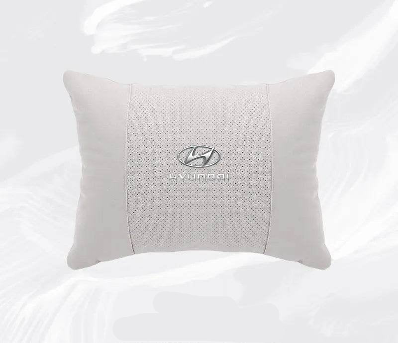 Hyundai Breathable Suede Neck Pillow for Accent, Elantra, Tucson, Sonata, Kona & More - headrest 1pc white