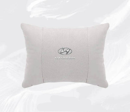 Hyundai Breathable Suede Neck Pillow for Accent, Elantra, Tucson, Sonata, Kona & More - headrest 1pc white
