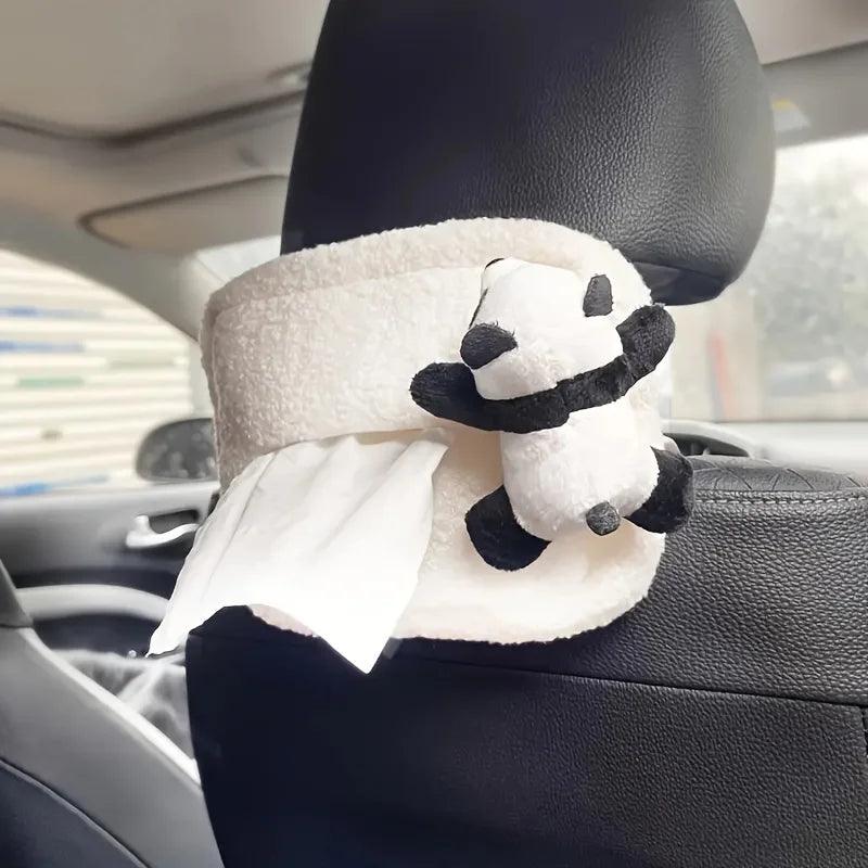 Panda Plush Car Tissue Box Holder