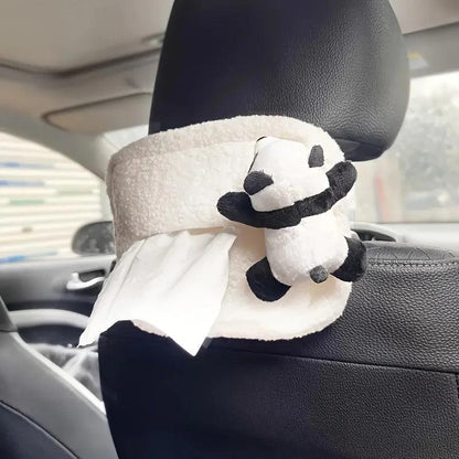 Panda Plush Car Tissue Box Holder